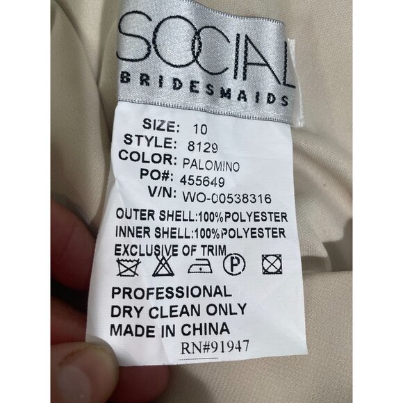 Social Bridesmaids Strapless Palomino Gown With Peplum Design Size 10 - Picture 12 of 13